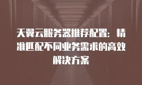 天翼云服务器推荐配置：精准匹配不同业务需求的高效解决方案
