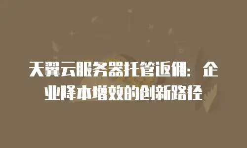 天翼云服务器托管返佣：企业降本增效的创新路径