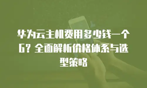 华为云主机费用多少钱一个G？全面解析价格体系与选型策略