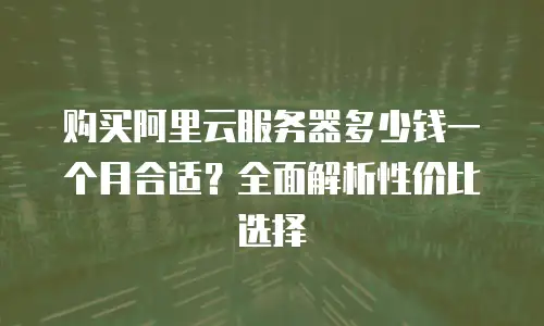 购买阿里云服务器多少钱一个月合适？全面解析性价比选择
