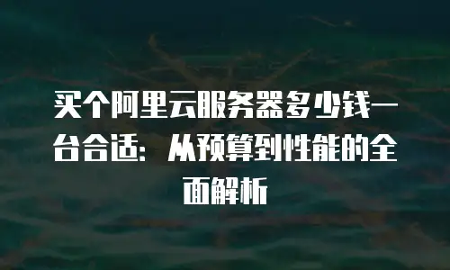 买个阿里云服务器多少钱一台合适：从预算到性能的全面解析
