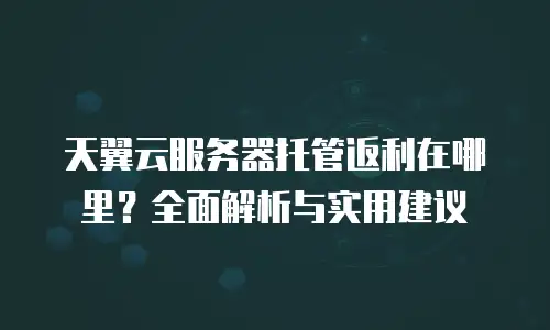 天翼云服务器托管返利在哪里？全面解析与实用建议