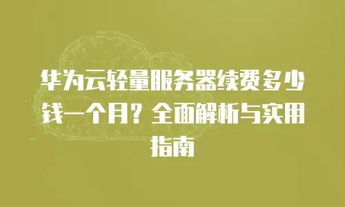 华为云轻量服务器续费多少钱一个月？全面解析与实用指南