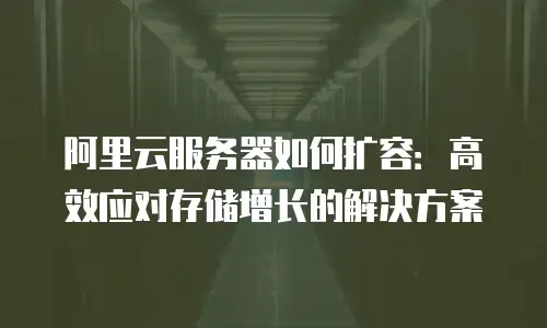 阿里云服务器如何扩容：高效应对存储增长的解决方案