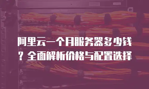 阿里云一个月服务器多少钱？全面解析价格与配置选择