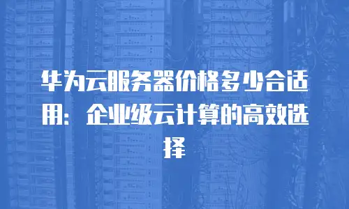 华为云服务器价格多少合适用：企业级云计算的高效选择