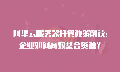 阿里云服务器托管政策解读：企业如何高效整合资源？
