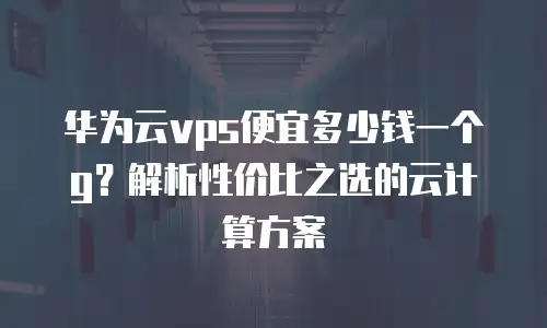 华为云vps便宜多少钱一个g？解析性价比之选的云计算方案
