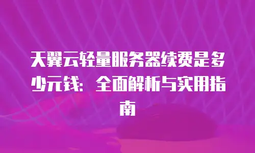 天翼云轻量服务器续费是多少元钱：全面解析与实用指南