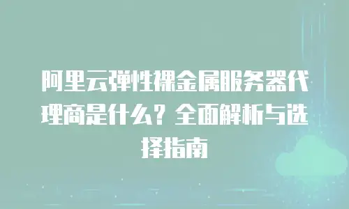 阿里云弹性裸金属服务器代理商是什么？全面解析与选择指南