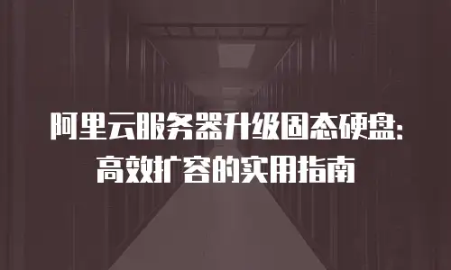 阿里云服务器升级固态硬盘：高效扩容的实用指南