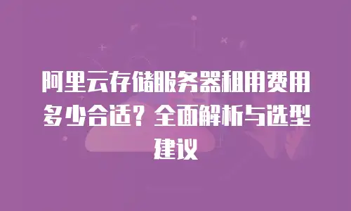 阿里云存储服务器租用费用多少合适？全面解析与选型建议