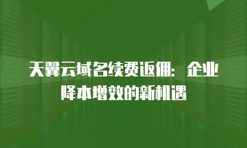 天翼云域名续费返佣：企业降本增效的新机遇