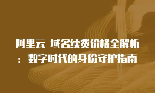 阿里云 域名续费价格全解析：数字时代的身份守护指南