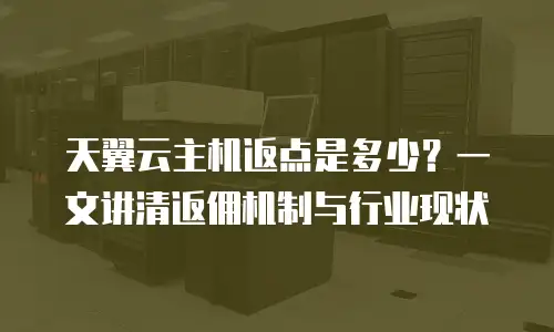 天翼云主机返点是多少？一文讲清返佣机制与行业现状