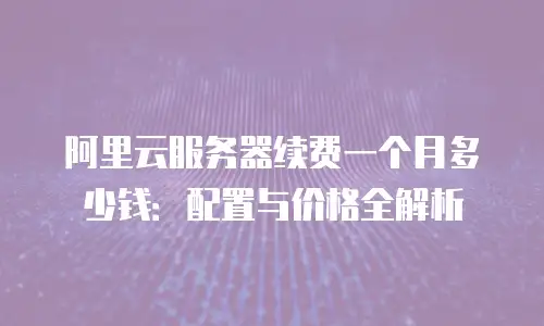 阿里云服务器续费一个月多少钱：配置与价格全解析