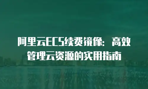 阿里云ECS续费镜像：高效管理云资源的实用指南