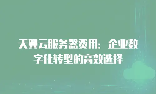 天翼云服务器费用：企业数字化转型的高效选择
