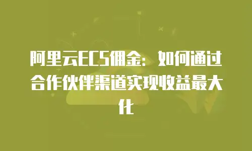 阿里云ECS佣金：如何通过合作伙伴渠道实现收益最大化