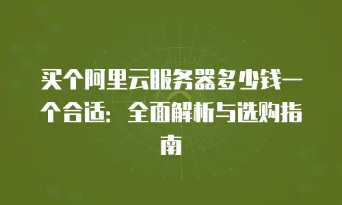 买个阿里云服务器多少钱一个合适：全面解析与选购指南