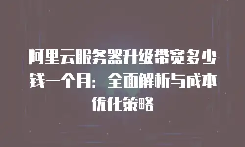 阿里云服务器升级带宽多少钱一个月：全面解析与成本优化策略