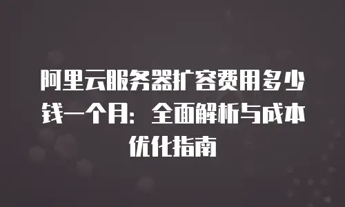 阿里云服务器扩容费用多少钱一个月：全面解析与成本优化指南