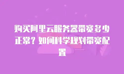 购买阿里云服务器带宽多少正常？如何科学规划带宽配置