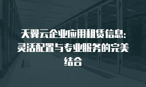 天翼云企业应用租赁信息：灵活配置与专业服务的完美结合
