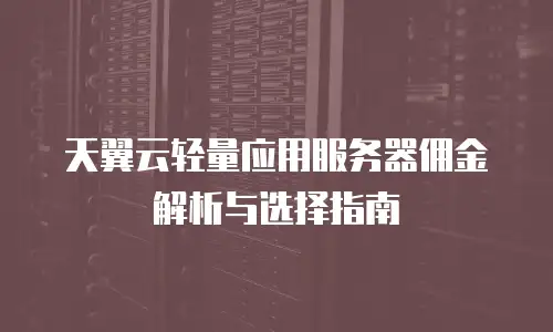天翼云轻量应用服务器佣金解析与选择指南