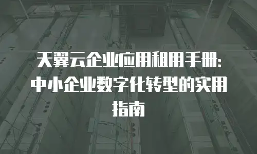 天翼云企业应用租用手册：中小企业数字化转型的实用指南