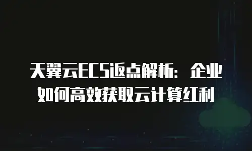 天翼云ECS返点解析：企业如何高效获取云计算红利