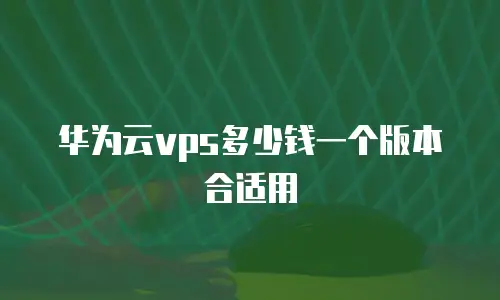 华为云vps多少钱一个版本合适用