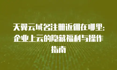 天翼云域名注册返佣在哪里：企业上云的隐藏福利与操作指南