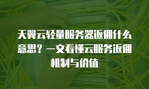 天翼云轻量服务器返佣什么意思？一文看懂云服务返佣机制与价值