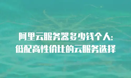 阿里云服务器多少钱个人：低配高性价比的云服务选择