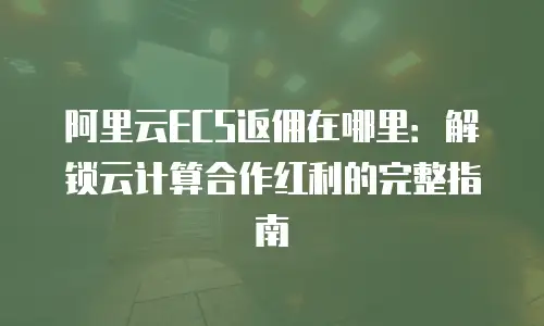 阿里云ECS返佣在哪里：解锁云计算合作红利的完整指南