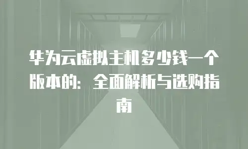 华为云虚拟主机多少钱一个版本的：全面解析与选购指南