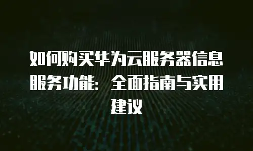 如何购买华为云服务器信息服务功能：全面指南与实用建议