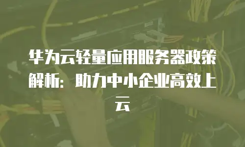 华为云轻量应用服务器政策解析：助力中小企业高效上云