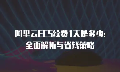 阿里云ECS续费1天是多少：全面解析与省钱策略