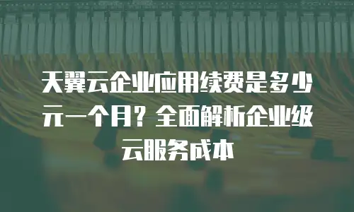 天翼云企业应用续费是多少元一个月？全面解析企业级云服务成本