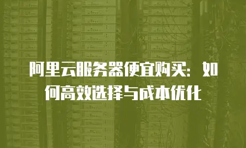 阿里云服务器便宜购买：如何高效选择与成本优化