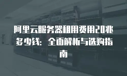 阿里云服务器租用费用20兆多少钱：全面解析与选购指南