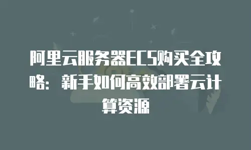 阿里云服务器ECS购买全攻略：新手如何高效部署云计算资源
