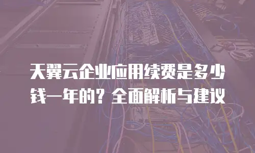 天翼云企业应用续费是多少钱一年的？全面解析与建议