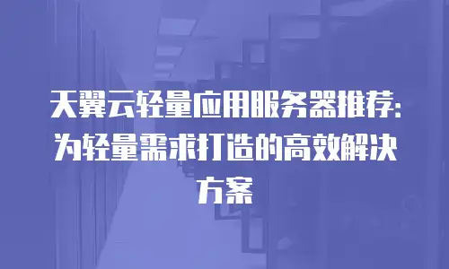 天翼云轻量应用服务器推荐：为轻量需求打造的高效解决方案