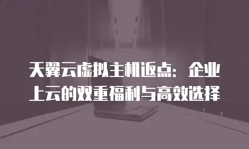 天翼云虚拟主机返点：企业上云的双重福利与高效选择