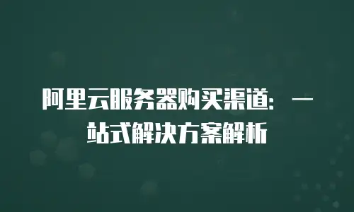 阿里云服务器购买渠道：一站式解决方案解析