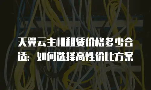 天翼云主机租赁价格多少合适：如何选择高性价比方案