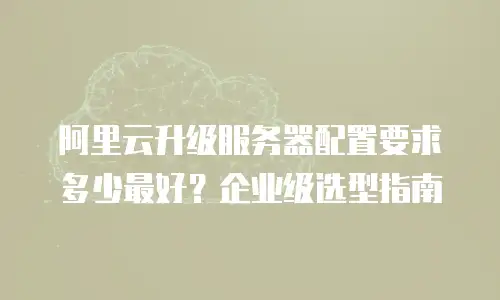 阿里云升级服务器配置要求多少最好？企业级选型指南